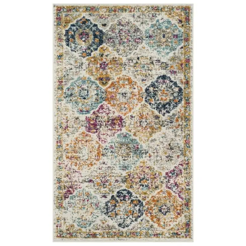 

Distressed Area Rug, Cream/Multi, 4' x 6'
