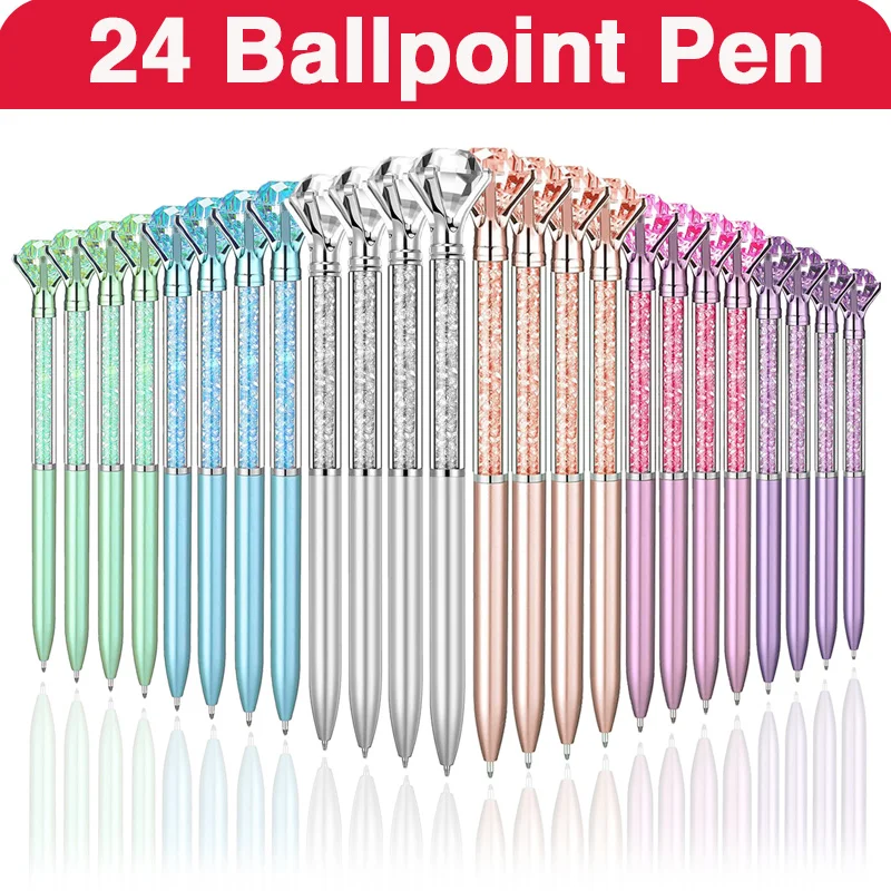 24 шт. большие хрустальные алмазные ручки шариковая ручка черная чернильная для