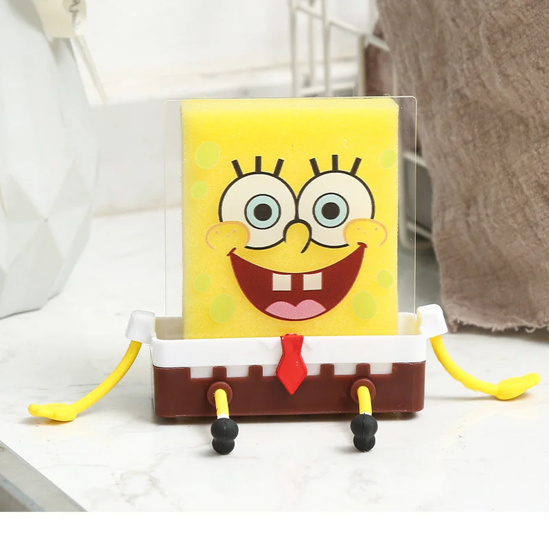 

kawaii Cartoon Sponges Holder Kitchen Accessories No Punching Japanese Anime Drain Rack Cute Sink Drain Rack Soap Box Rack