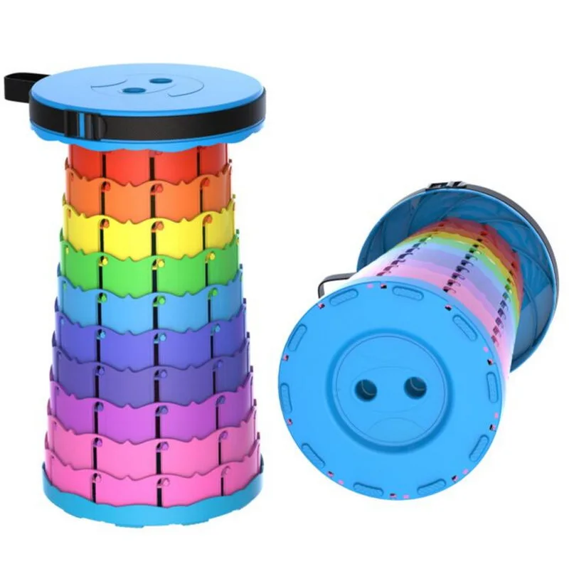

Outdoor Rainbow Folding Stool Portable Chair Adjustable Retractable Stool Travel Hiking Beach Chair Folding Stool Chairs