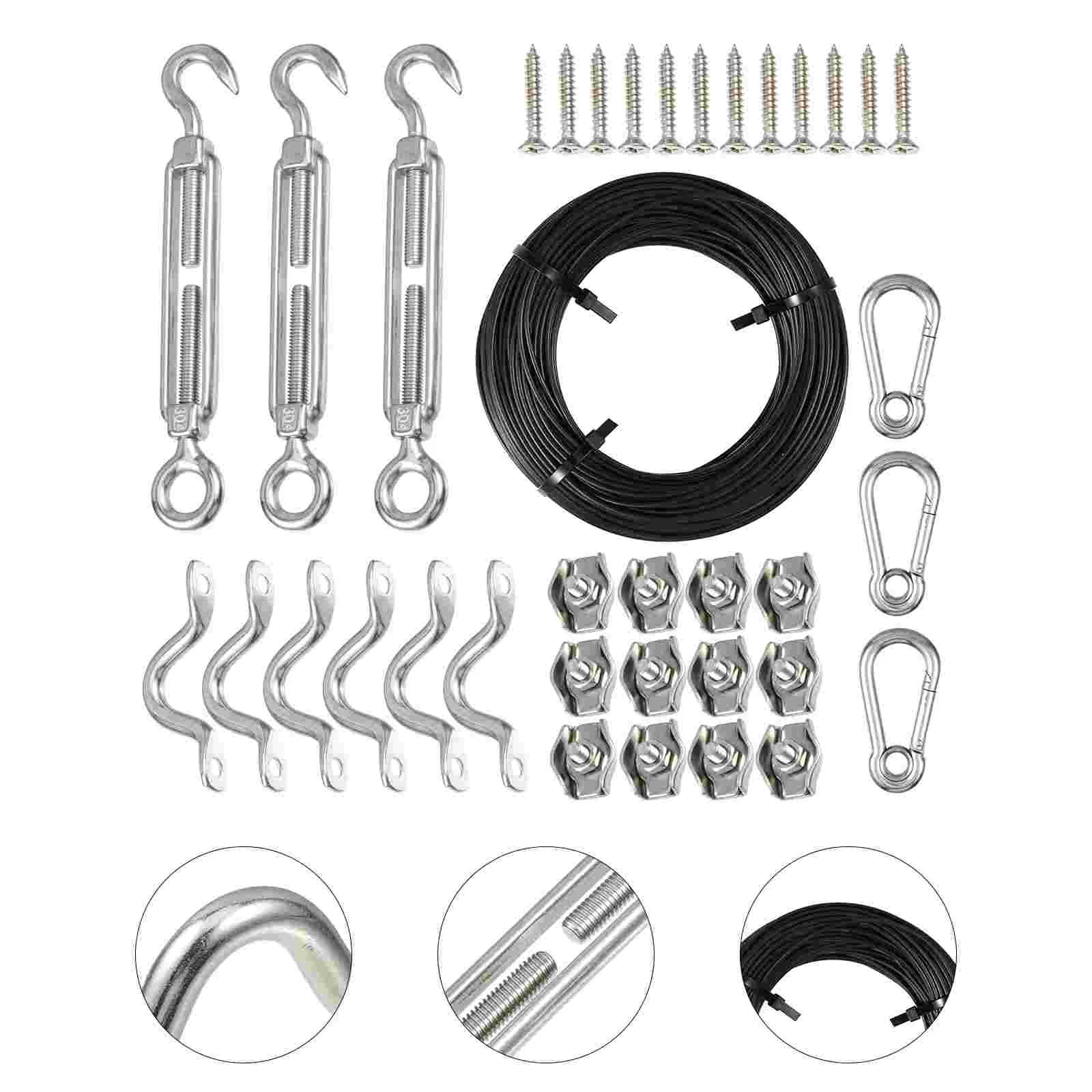 

1 Set of String Light Hanging Kit String Light Stainless Steel Wire Rope Cable