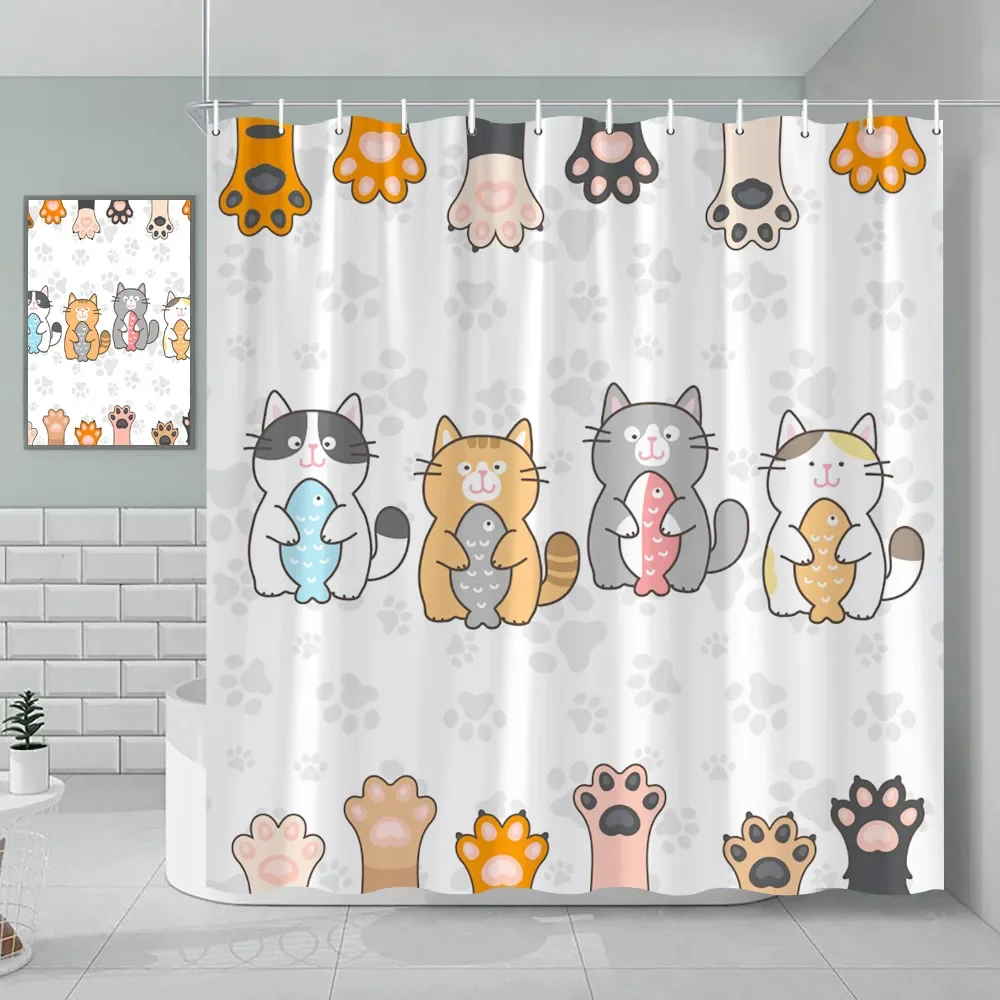 Полиэстеровые занавески для душа с рисунком животных