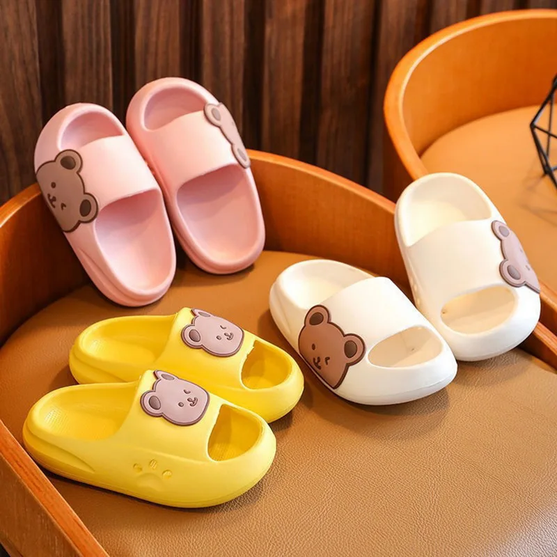 Children's Beach Slippers For Boys Girls Home Shoes Home Cartoon Shoes Flops Summer Thick Flip Flops Soft Outdoor Slippers Child