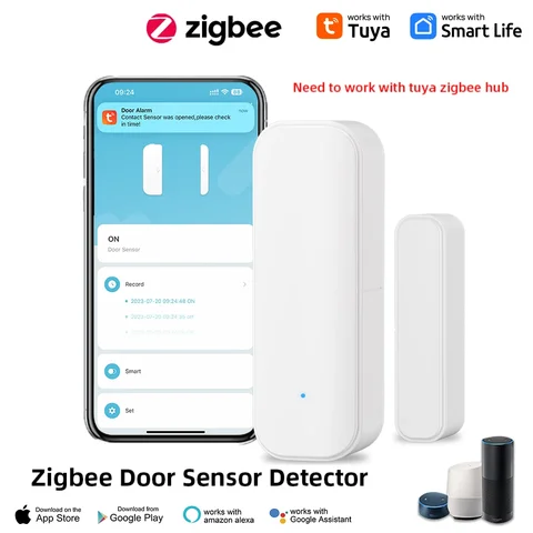 Датчик Tuya Wi-Fi/Zigbee Для Окон И Дверей С Батареей, Охранная Сигнализация Для Умного Дома, Голосовое Управление