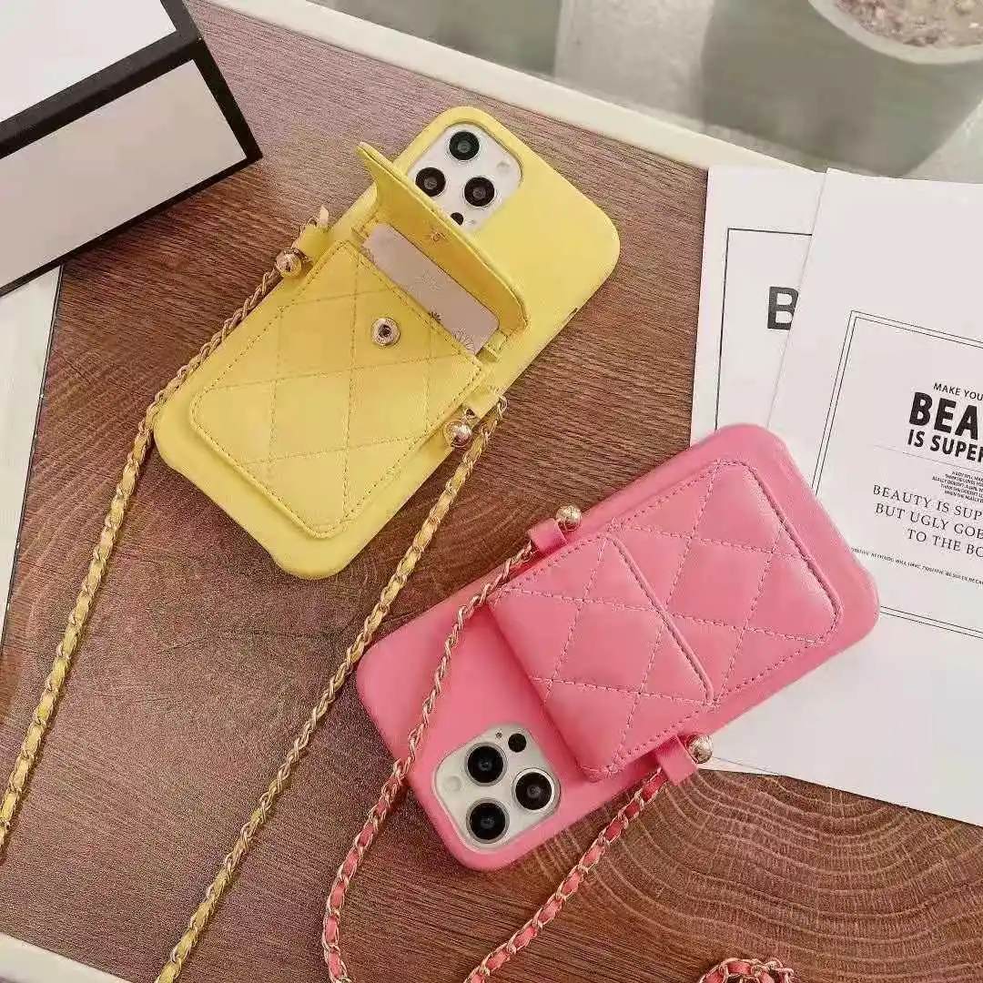 

Новинка, модный держатель для карт, чехол с цепочкой для iPhone 11, 12, 13, Xs, Xr, Женская защитная задняя крышка для карт