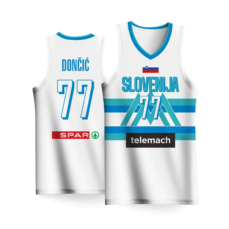 Basketball Jerseys For Boys Girls Nation Slovenia Letter Printed Full Sublimation Customizable Name Number Kindergarten Uniforms