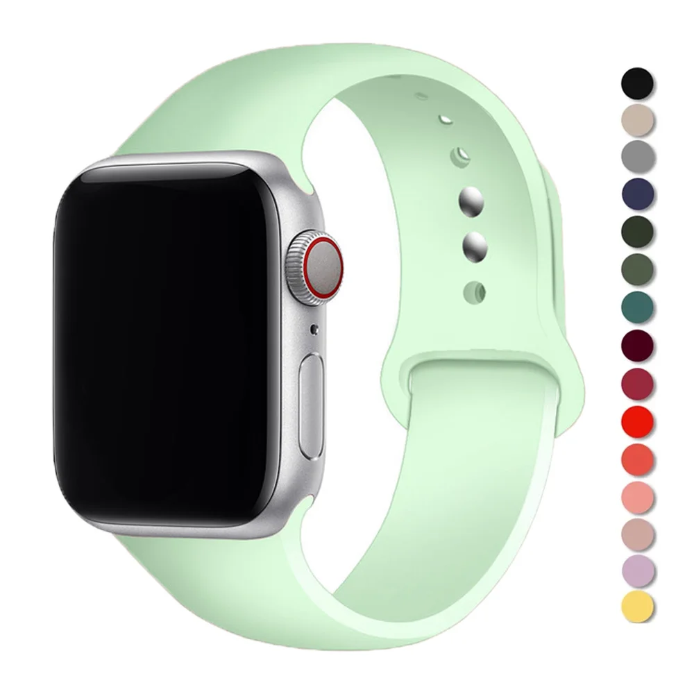 

Silicone strap For Apple Watch band 44mm 40mm 42mm 38mm 44 45 mm 3 4 5 6 se correa watchband bracelet iWatch series 7 45mm 41mm