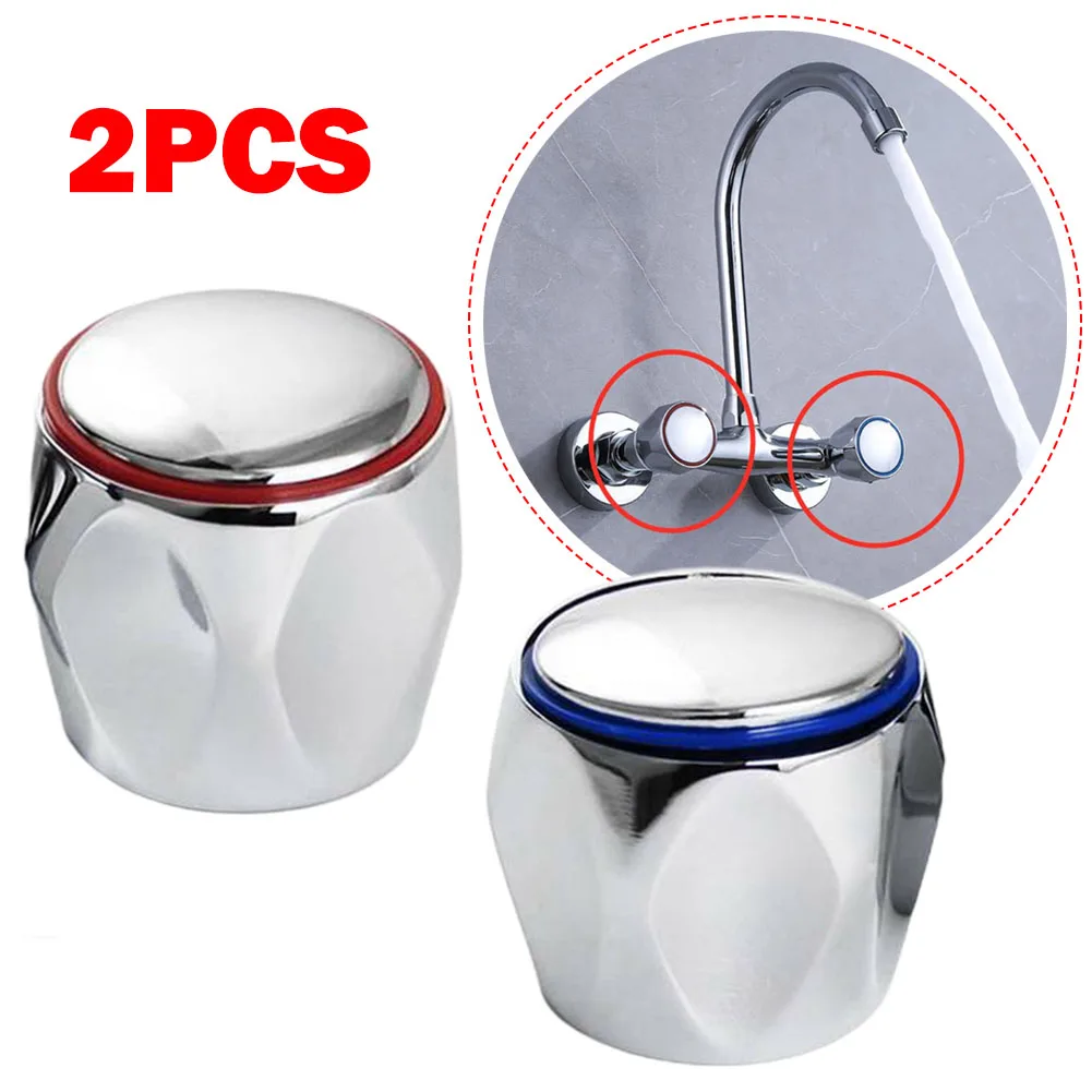 

2 шт., ручка для горячего и холодного крана, верхняя головка, крышка для крана, красный, синий для ванной комнаты, кухонные краны, сменные аксессуары