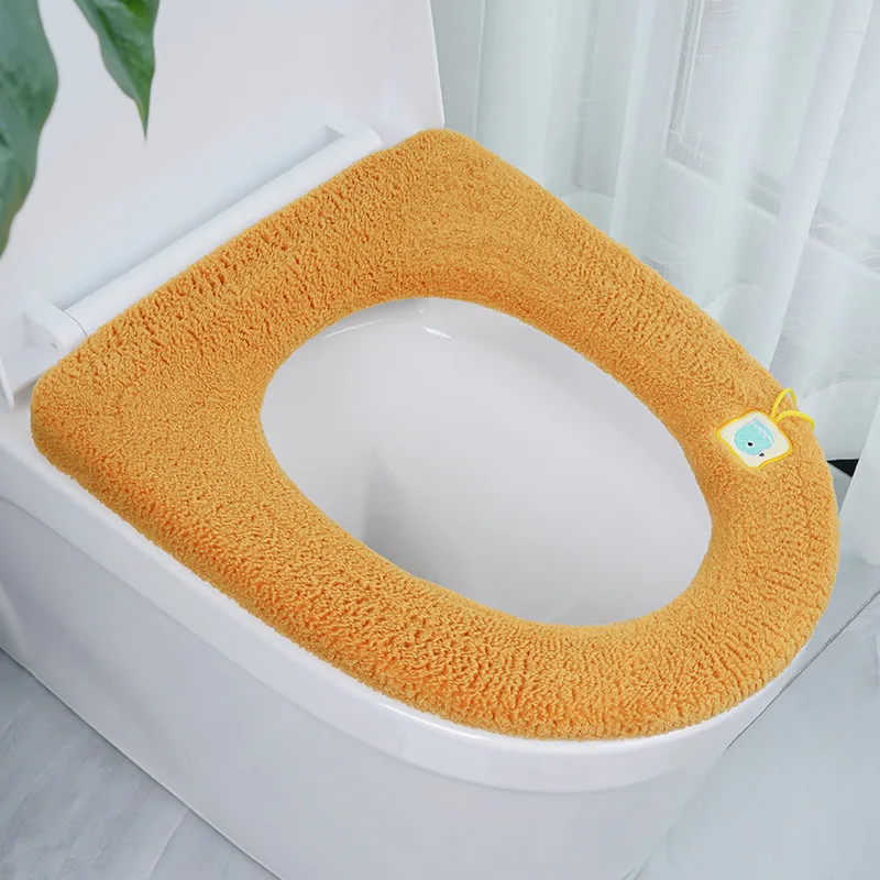 

Nordic Style Handle Toilet Seat Cushion Plush Knitted Toilet Cover Winter Warm Toilet Seat Household Toilet Seat 4 Seasons Use
