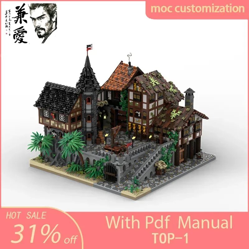 11944 шт. Moc средневековая пиратская серия порт соуда дома модель строительные