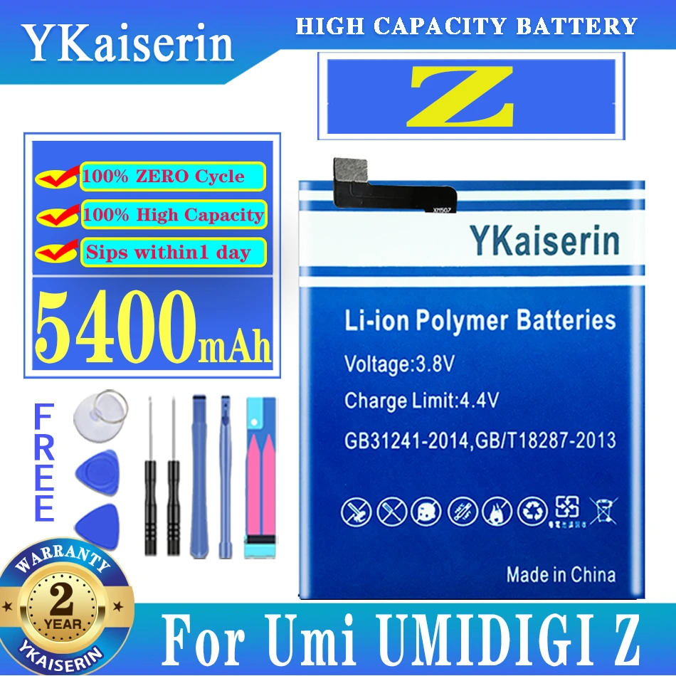 

YKaiserin 5400mAh Replacement Battery For Umi UMIDIGI Z Battery High Quality Batterij + Free Tools