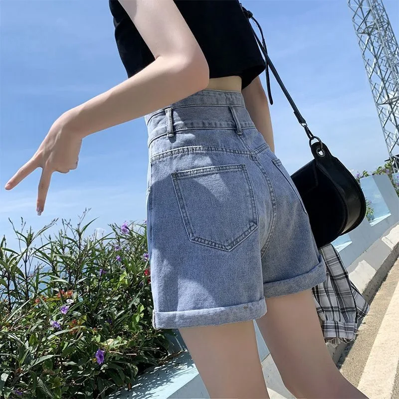 Ultra-high Waist Jeans Women Shorts 2023 New Loose and Thin A-word Everything with Wide Leg Curly Edge Short Shorts Booty Shorts