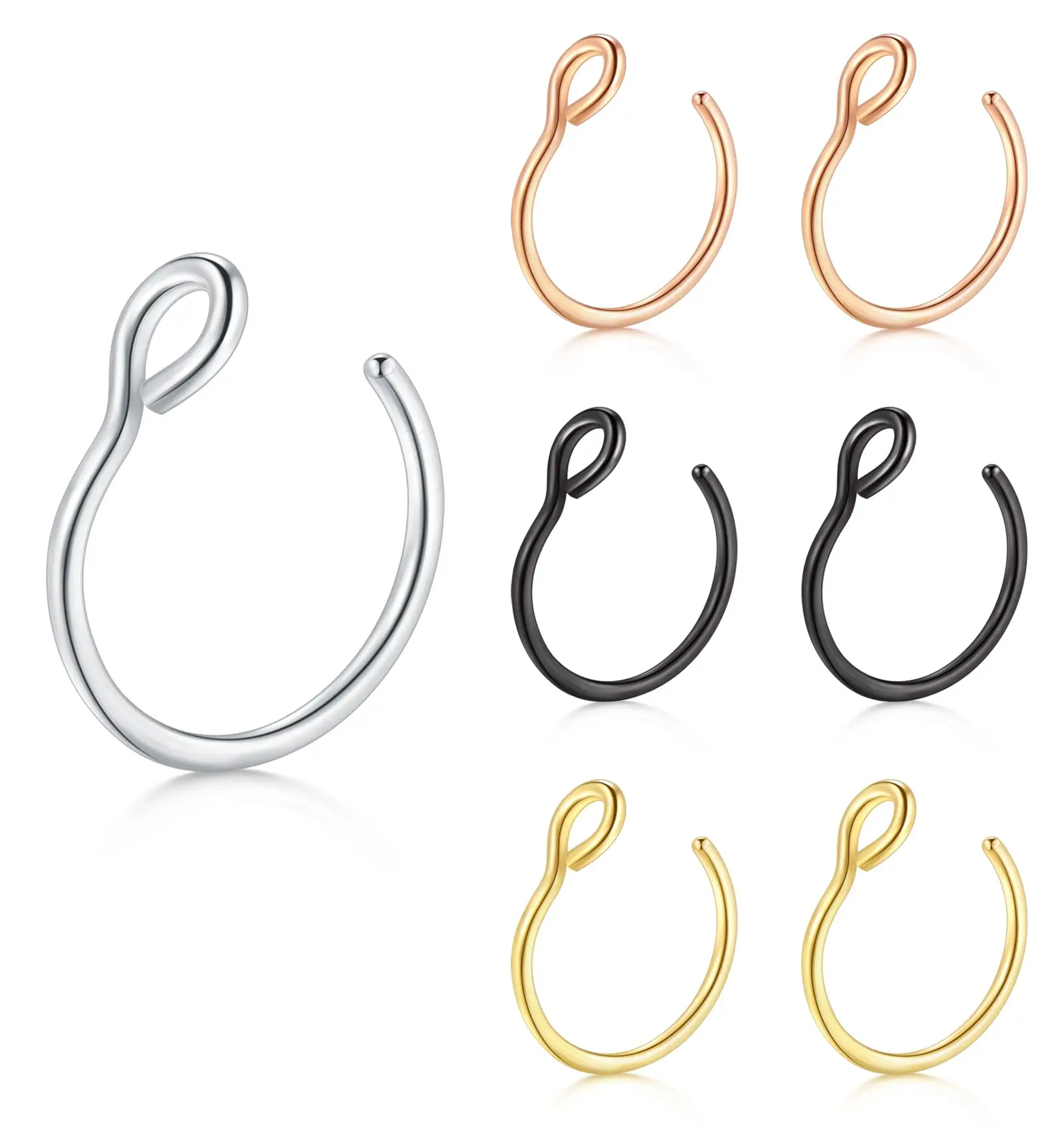 7 шт. поддельные кольца в носу обруч для женщин и мужчин поддельный пирсинг стиле