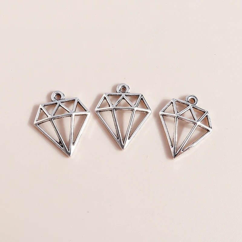 Leslie 50 шт. 16x19 мм простые полые подвески в форме драгоценных камней для браслета