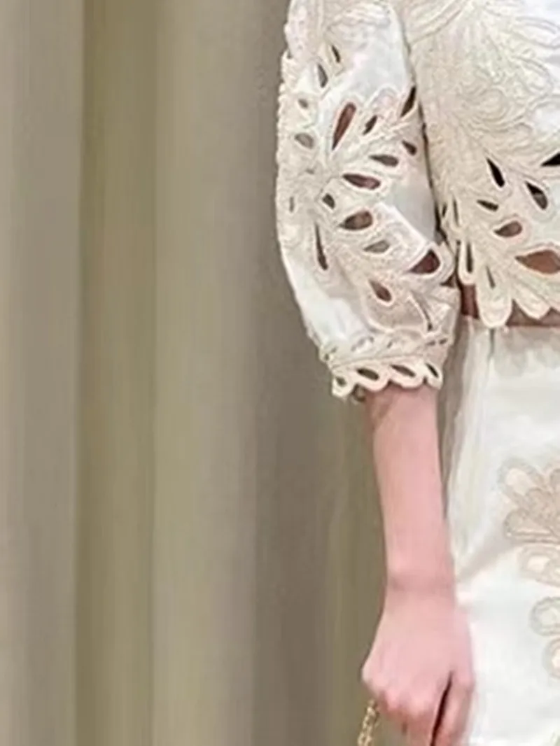 

Hollow Embossed Flower Women Vintage Skirt Fashion Female A-line Mini Jupe 2022 New