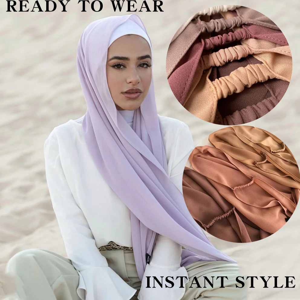 Hiyab-bufanda de alta calidad, hijab instantáneo, chal largo, listo para usar, buena costura, liso, alta calidad