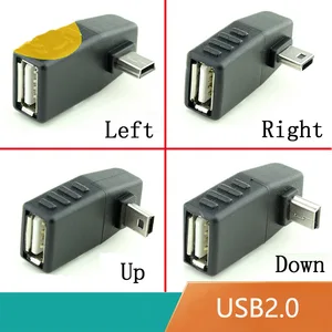 Переходник Mini USB 5Pin (штекер)USB (гнездо), угол 90 градусов, для синхронизации данных, OTG, адаптер для автомобиля, MP3, MP4, планшетов, телефонов, U-дисков