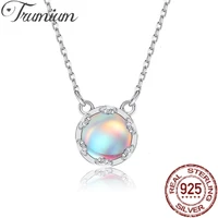 trumium 925 sterling silver moonstone necklaces for women pendant delicate clavicle chain neck jewelry for wife girlfriend gift