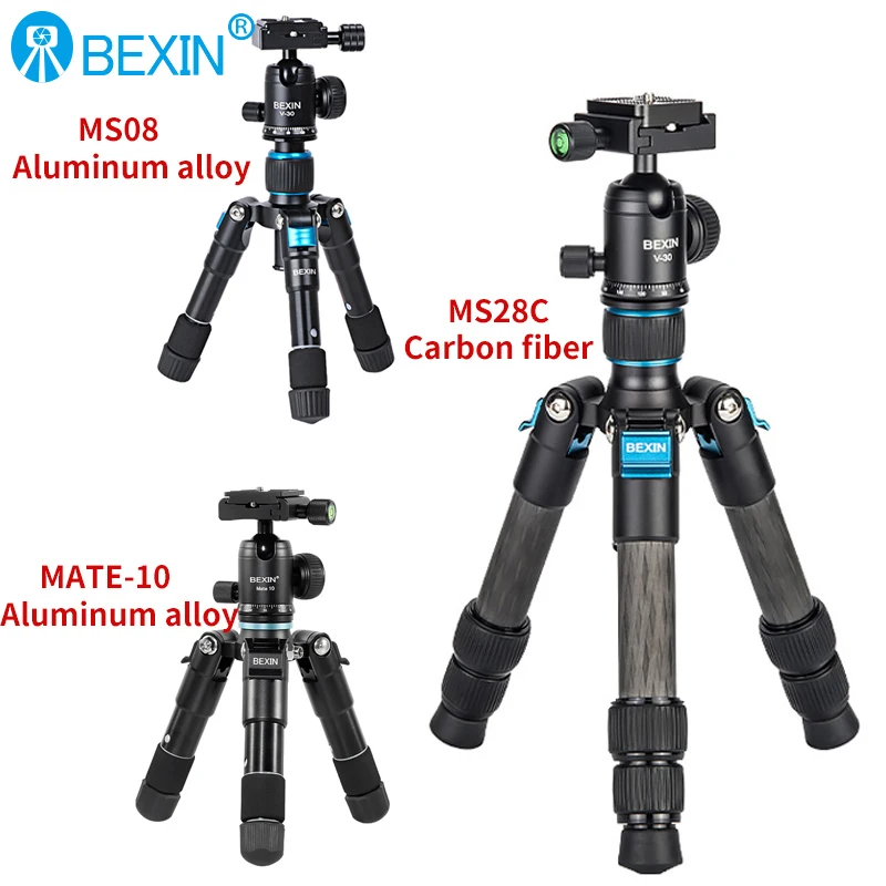 

Mini Carbon Fiber Tripod Compact Lightweight Portable Tabletop Tripods with Handle Ball Head Max Load 8kg for DSLR Camera Phone