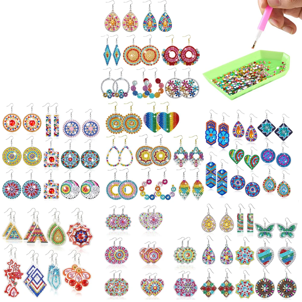 Набор Для Изготовления Сережек сделай Сам Двусторонняя Алмазная Живопись