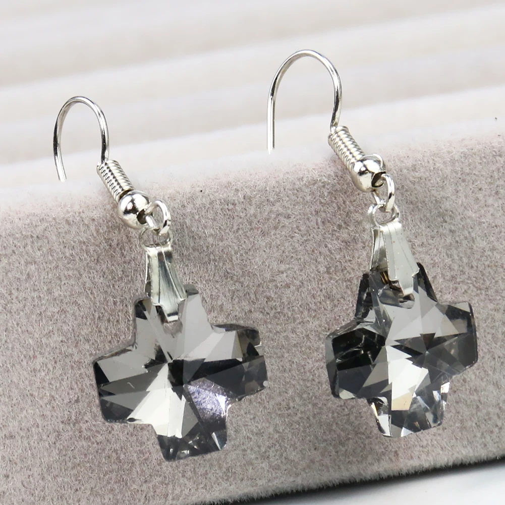

Fashion Crystal Cross Pendant Earrings for Women Wedding Banquet Temperament Ears Accessories Party Trendy Jewelry Girl Gifts