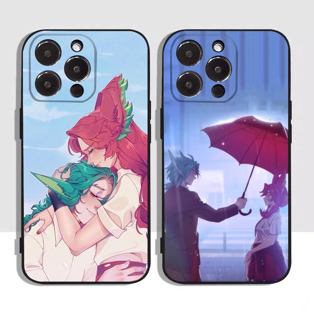 Чехол для телефона Game L-LOL Xayah Rakan iPhone 16 15 14 13 12 11 Plus Pro Max XS XR SE Mini 8 7 мягкий силиконовый