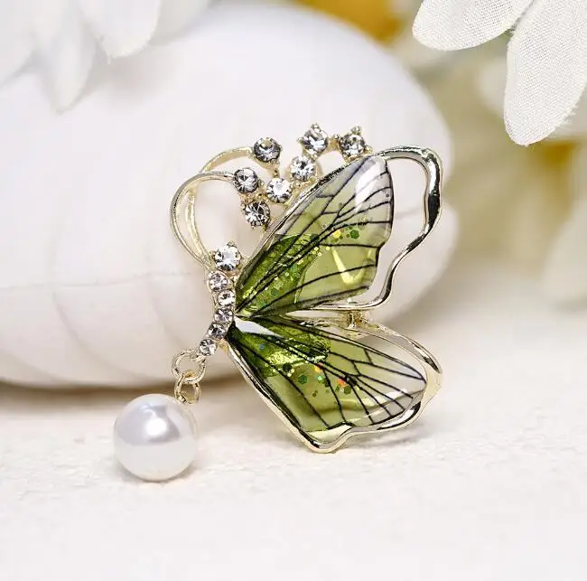 ka motyla kobiety kryształowe broszki przypinka Vintage cyrkon kołnierz przypinki wesela biuro impreza szalik Pin biżuteria prezent