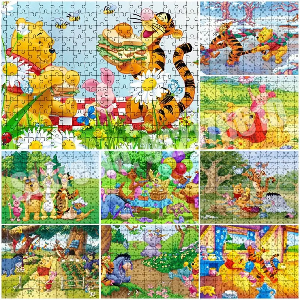 

Winnie The Pooh Puzzles 1000 Pieces Paper Assembling Picture Disney Animation Jigsaw Puzzles for Adult Kids Game Educational Toy
