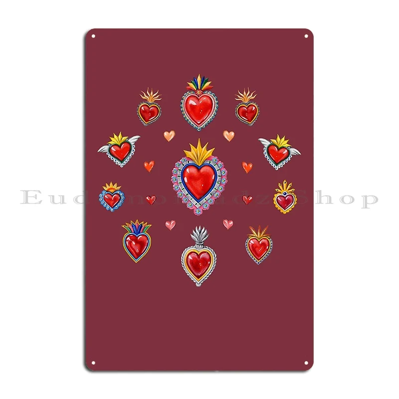 Мексиканские священные сердца металлический знак