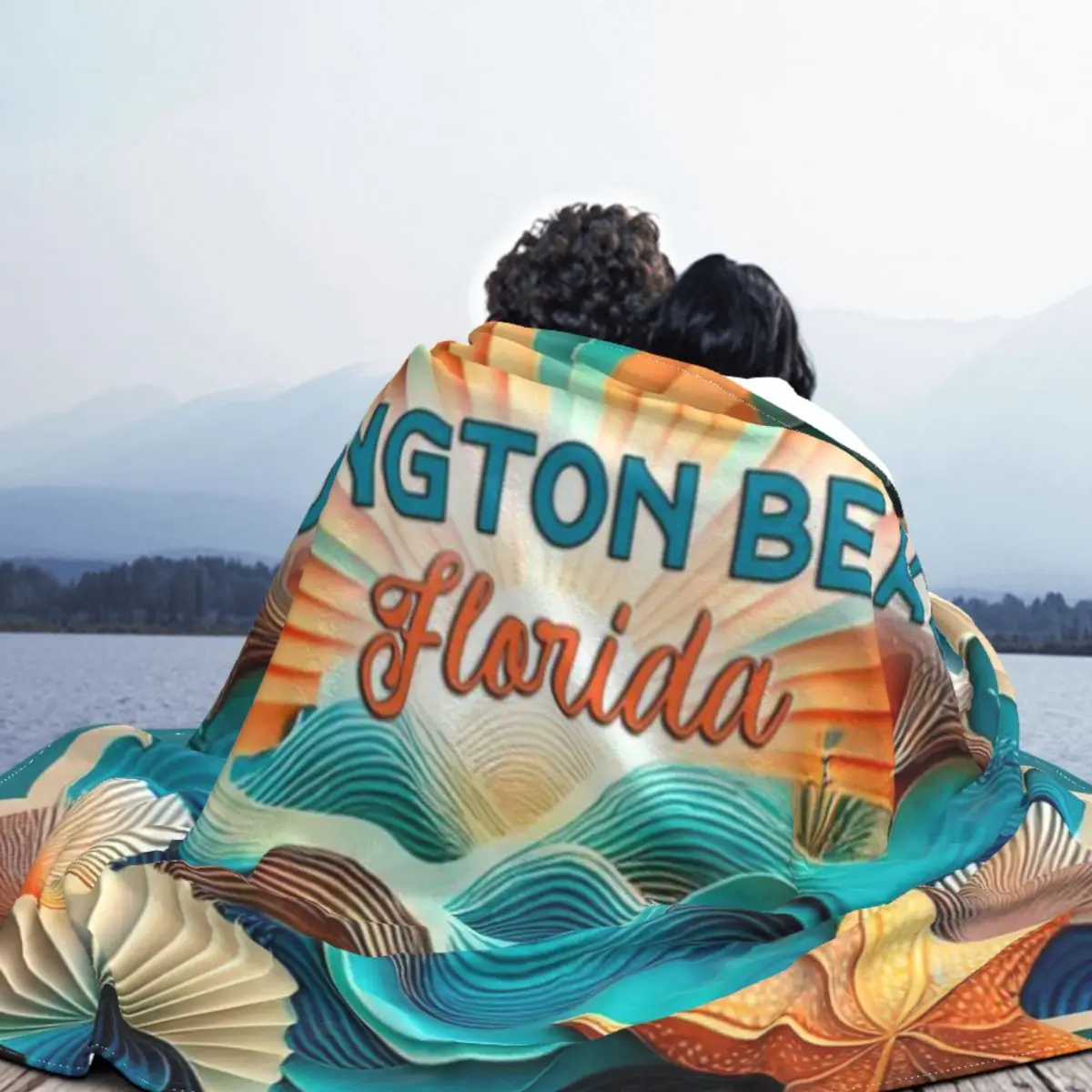 Redington Beach Florida Retro Vintage Shells And Sunset An Ultra-Soft Micro Fleece Blanket