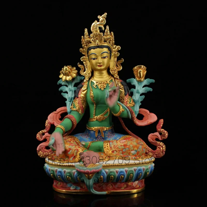 Коллекция тибетских храмов 9 дюймов старые фиолетовые бронзовые контуры в