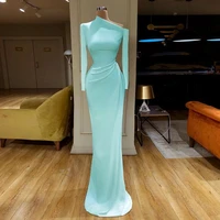 new arrival prom dress 2022 custom made long sleeves asymmetrical neck sweep train formal party dresses mermaid evening gown