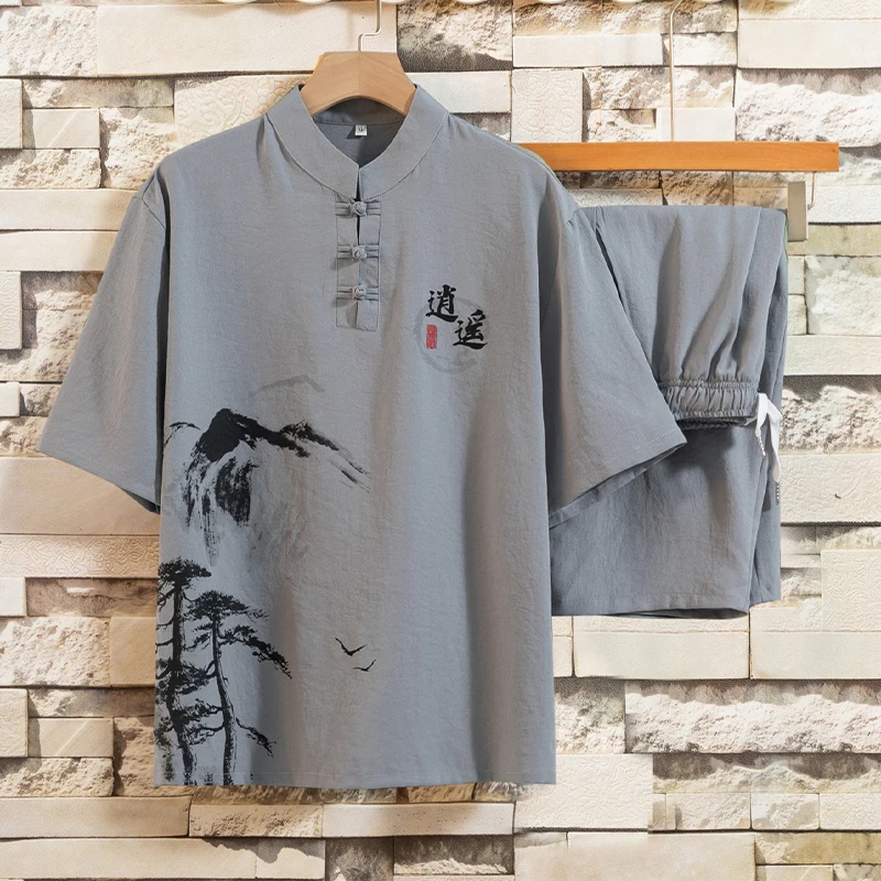 

Linen T-shirt men's short sleeves 2022 new summer suit Chinese trend brand trend handsome cotton and linen loose men's summer