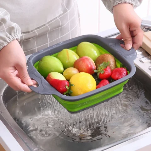 Складной силиконовый дуршлаг