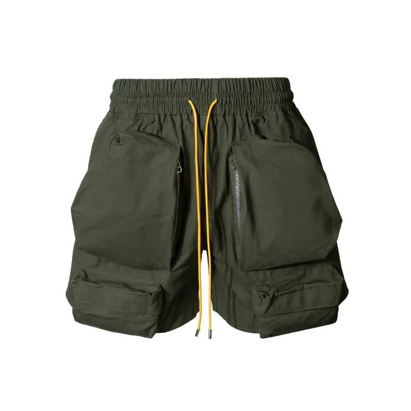 Overalls Shorts Men's Loose Multi-Pocket Summer Men's Versatile Hip Hop New Style Solid Casual Knee Length Elastic Waist