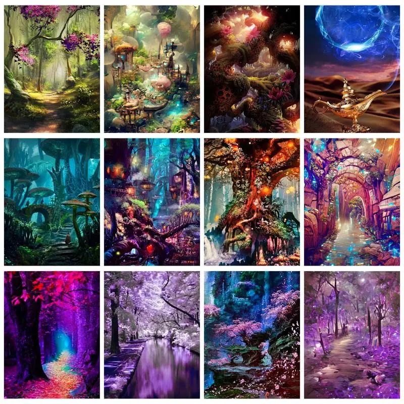 

GATYZTORY Mordern Painting By Numbers Handmade Picture Coloring Fantastic Forest Home Decors Adults Crafts Art Supplies Diy Gift