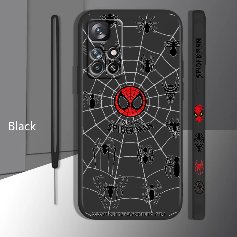 

Marvel Avengers Spiderman Phone Case For Xiaomi Redmi 10 10X 9 9A 9T 9AT 8 8A 7 K50 Gaming Pro 4G 5G Liquid Left Rope Soft Cover