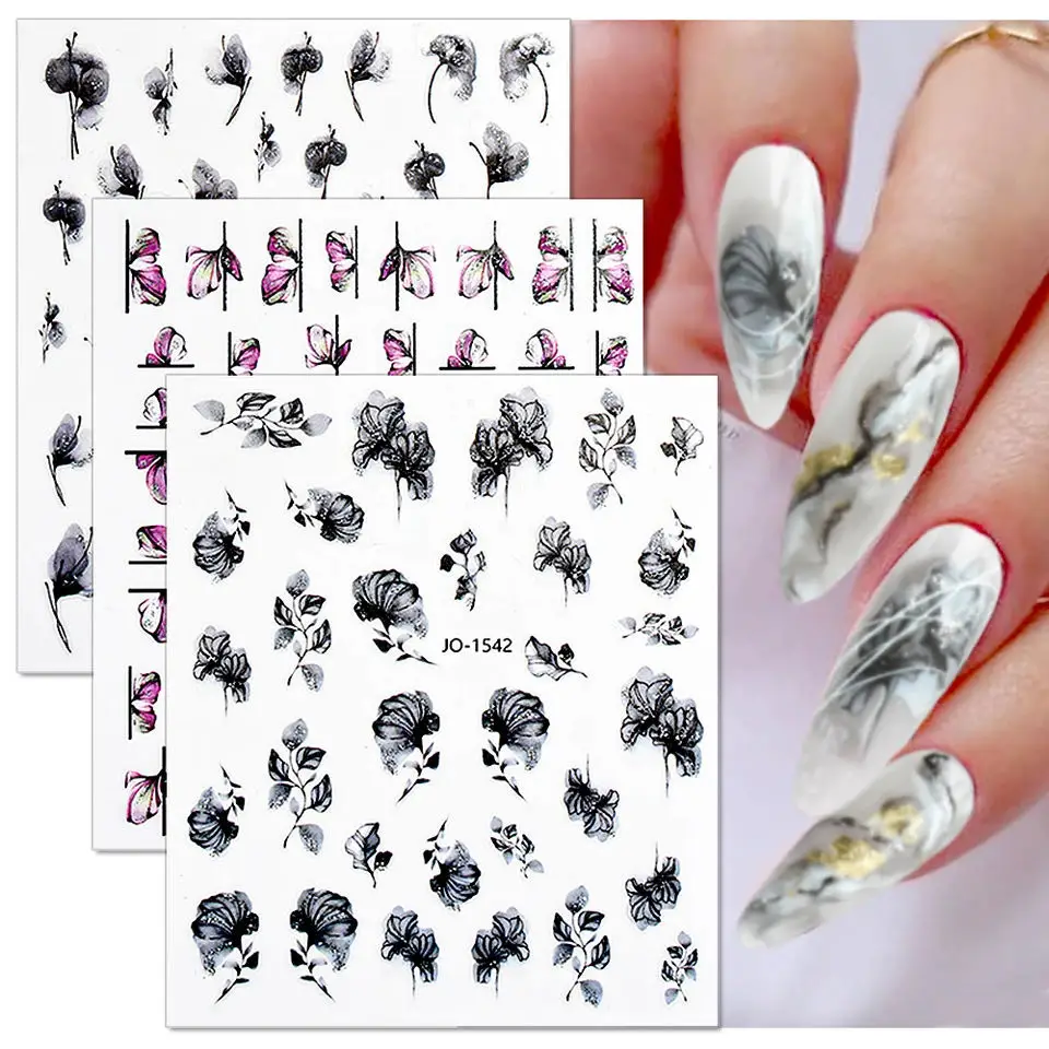 

New Flower Nail Stickers Nails Supplies Stickers Render Petals Art Applique Press On Nails Nail Decoration Stickers For Manicure
