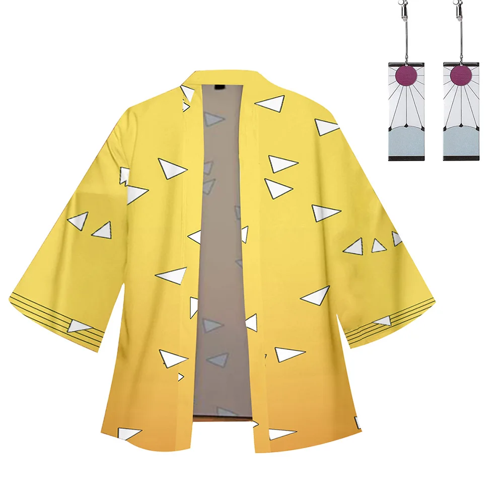 Кимоно с принтом из аниме рассекающий демонов Повседневный хлопковый кардиган