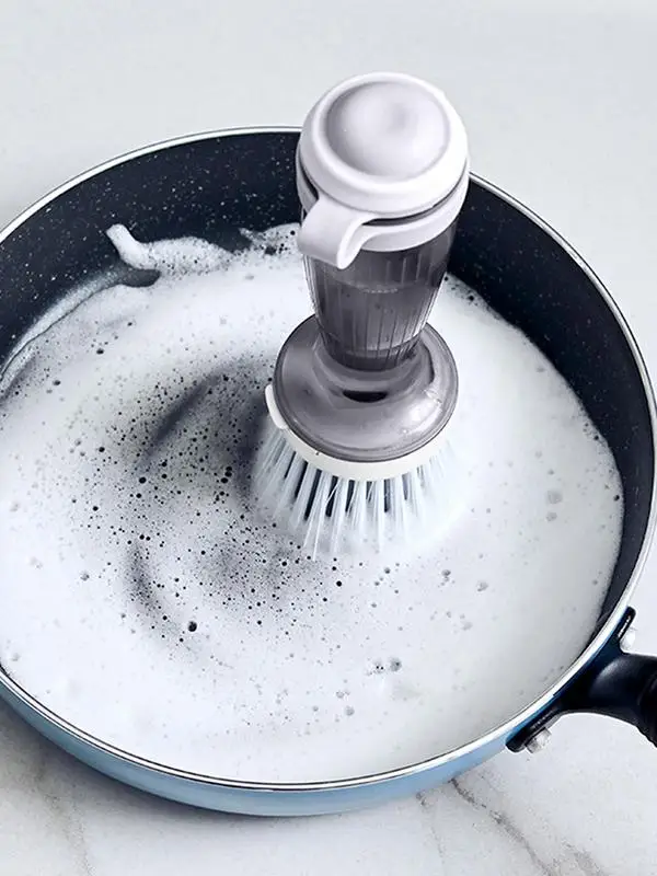 

Dish Scrubber Brush Multi-Use Soap Dispensing Dish Brush Kitchen Cleaning Brush With Replaceable Heads Dish Scrub Brush With