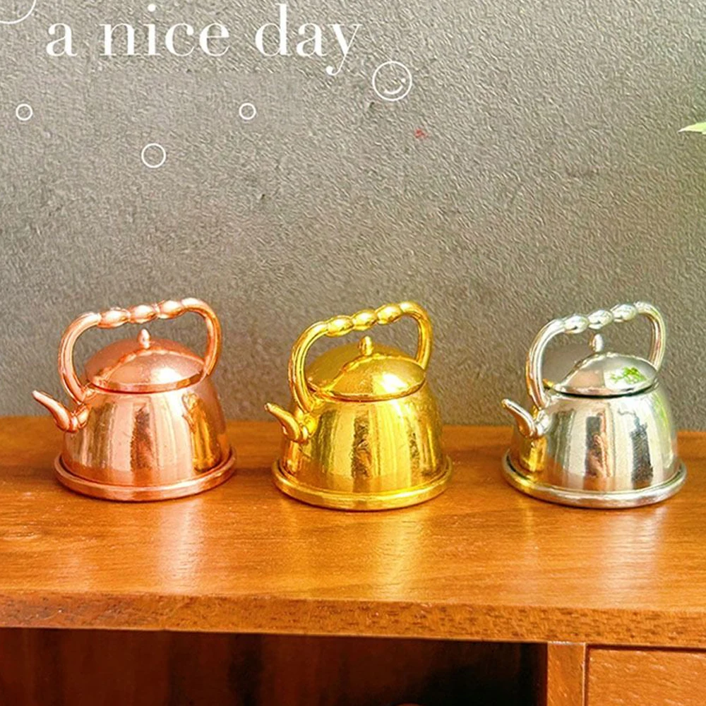 

Mini Kettle Model Dollhouse Simulation Realistic 1:12 Miniature Pot Toy for DIY Ornament Photography Prop Retro Style Furniture