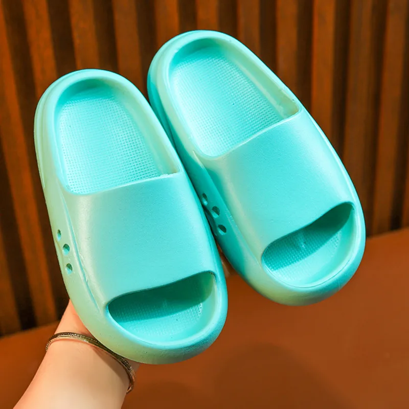 

Solid Children Beach Shoes Summer PVC Home Barefoot Slippers For Girls Boys Pool Outdoor Waterproof Soft Non Slip Kids Slippers