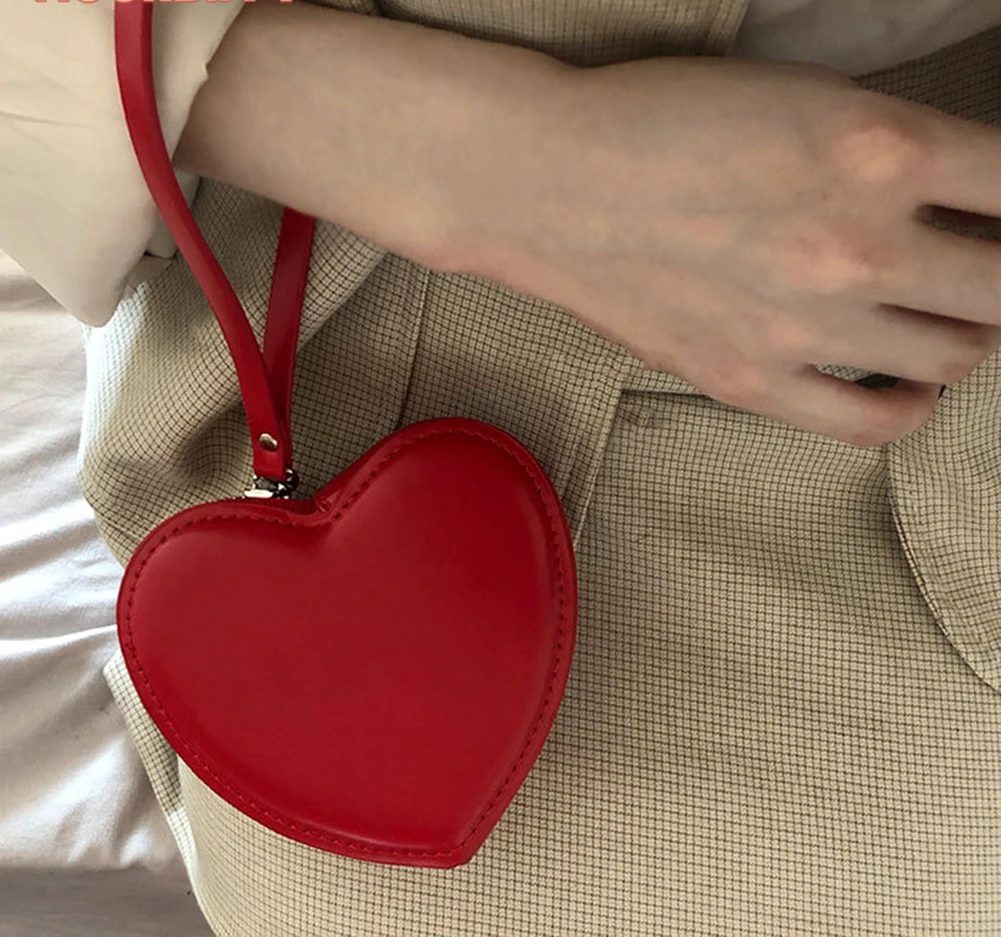 

Fashion Heart Shaped Mini Coin Purses Women Handbag Top-handle Bag Female Clutch Ladies Street Party Wristlet Carteras Billetera