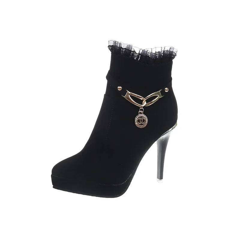 Модная женская обувь 2024 женские ботинки с боковой молнией зимние однотонные