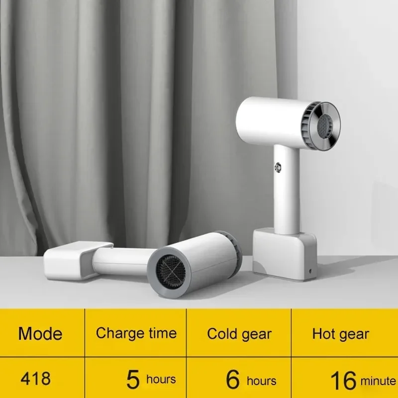 Портативный перезаряжаемый беспроводной фен для волос горячего/холодного ветра