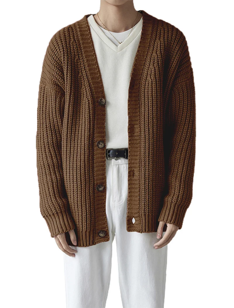 

Mens Sweater Cardigans Long Sleeve Solid Colour Loose Knitted Sweaters Coat Casual Knitwear Outfits Fashion Outwear Jackets