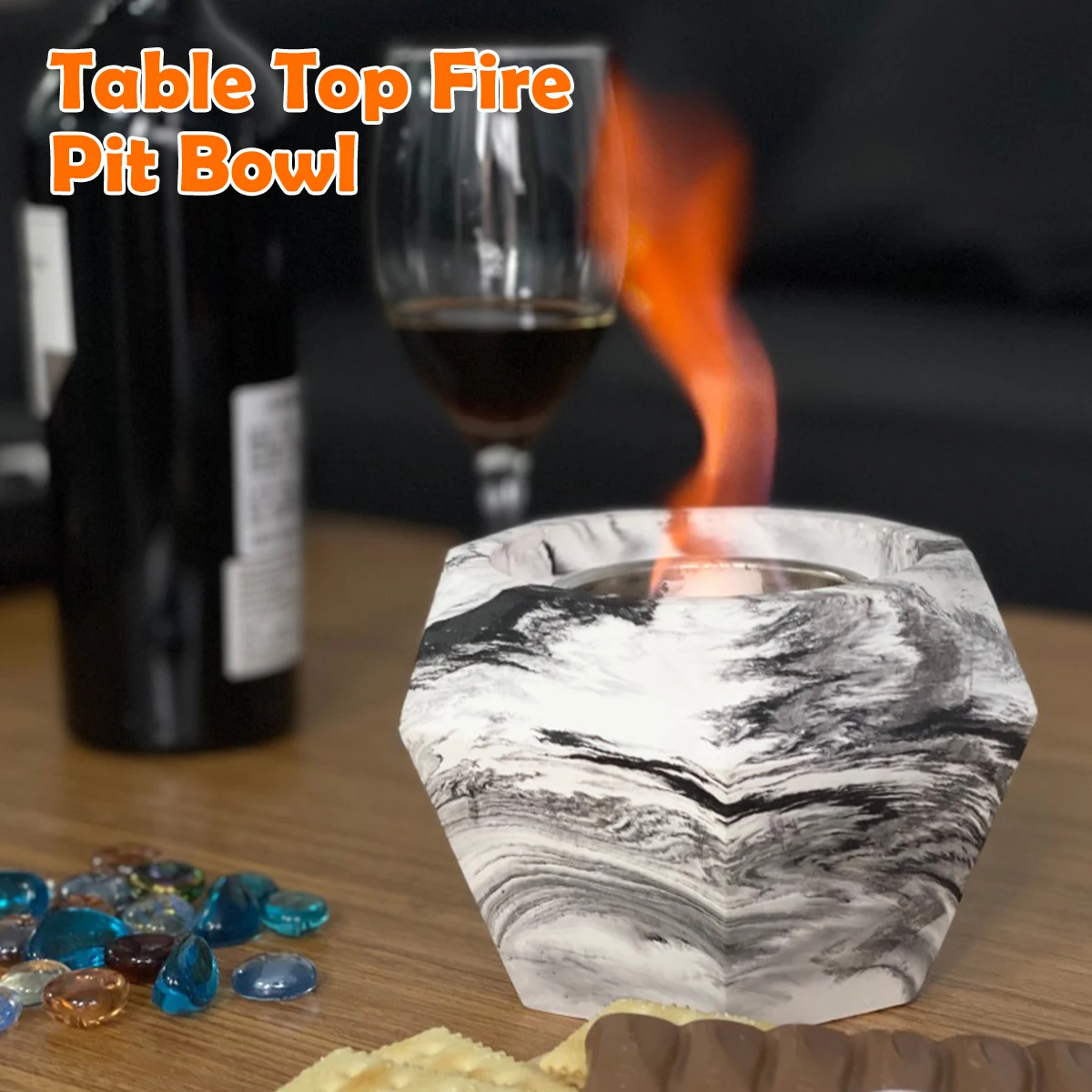 

Tabletop Fire Pit Bowl Portable Rubbing Alcohol Tabletop Fireplace Long Time Burning Smokeless Small Tabletop Fire Bowl Mini
