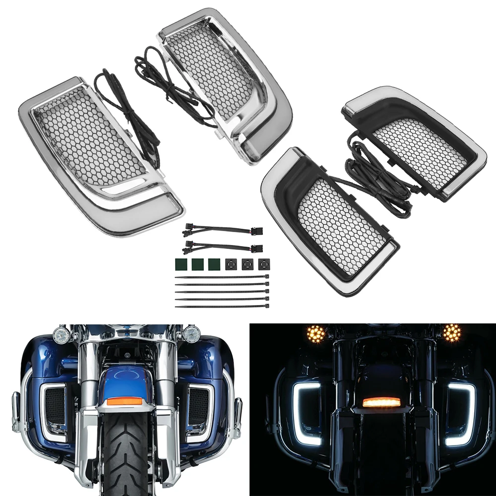 

Fairing Lower Grills LED Turn Signal Running Light For Harley Touring Road Glide CVO Street Glide Electra FLHTK FLTRU 2014-2022