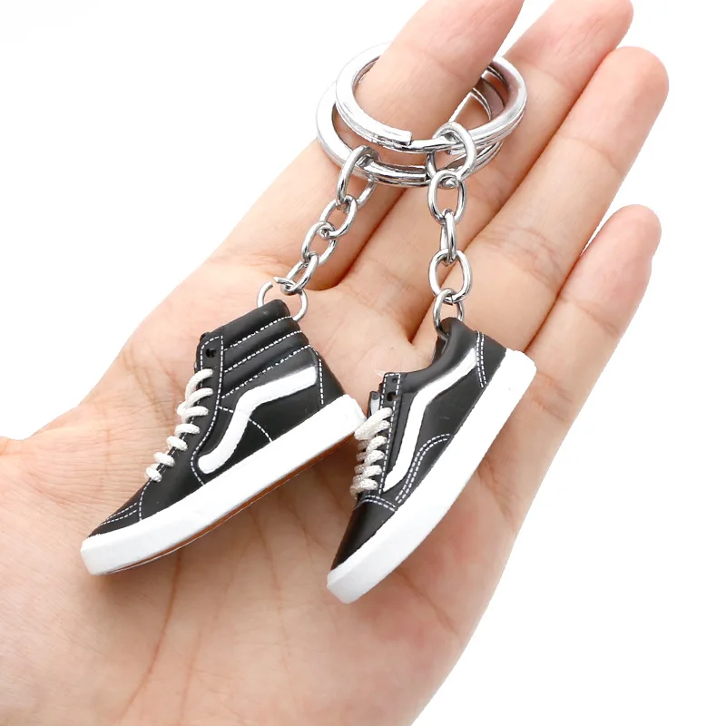 New 3D mini Vulcanization board Shoes Keychains for Man Woman Couples Soft Rubber Car Key Ring Chain Bag Backpack Small Pendant