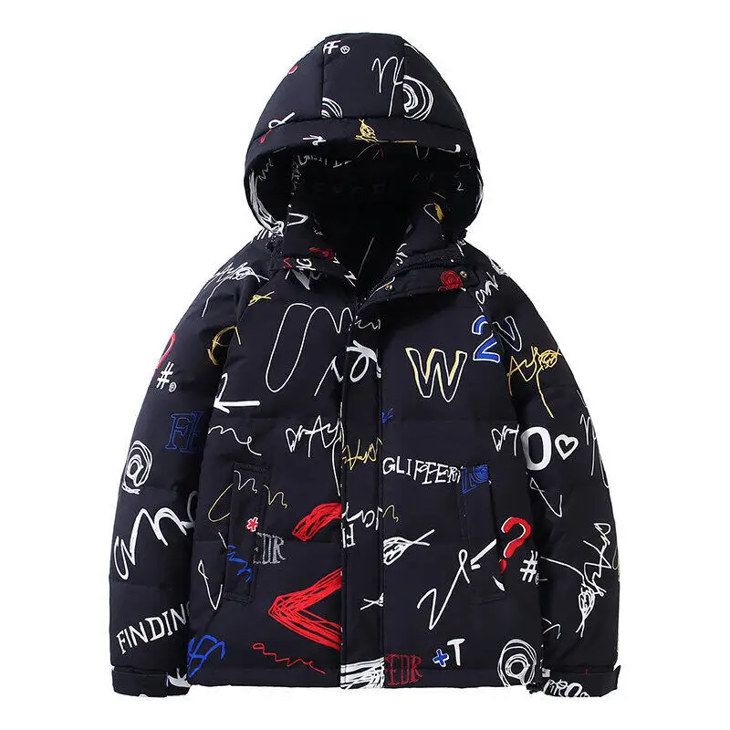 

Зимняя пуховая куртка с принтом, Мужская Толстая теплая мягкая куртка, пушистый ястреб